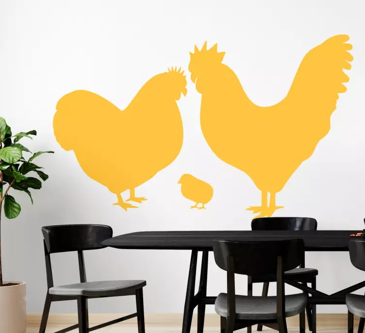 Monocolor csirke család madár fal matrica - TenStickers