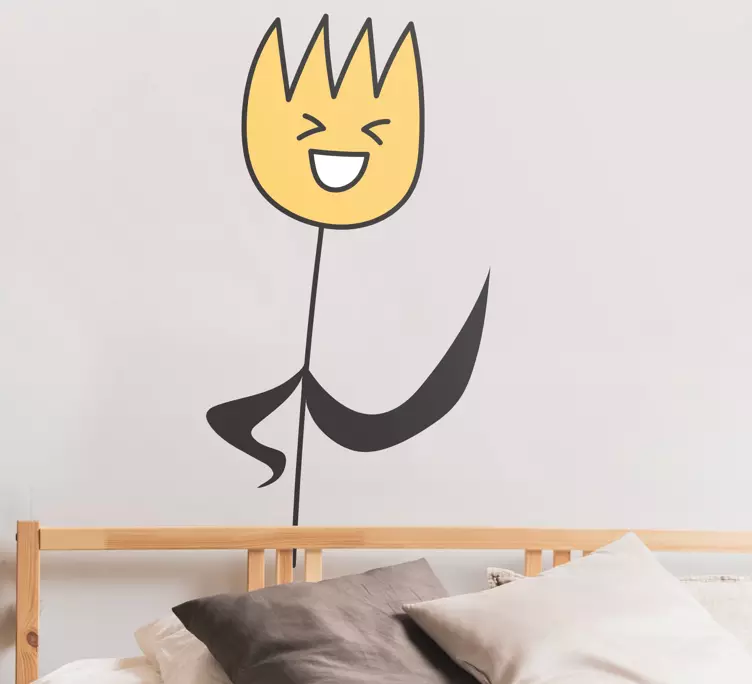 Mosolyogva és integetett fehér virág ajtó matrica - TenStickers