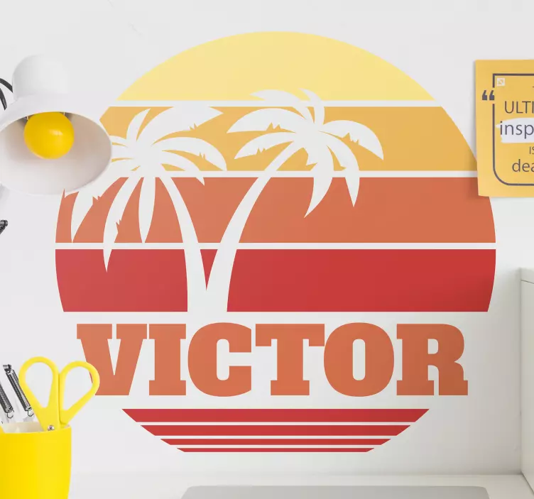 Naplemente pálma siluett természet matrica - TenStickers