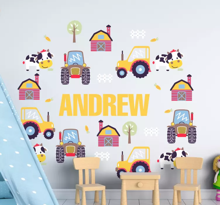 Név körül traktorok játék matrica - TenStickers