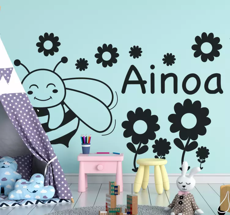 Név méh és virágok rovar matrica - TenStickers