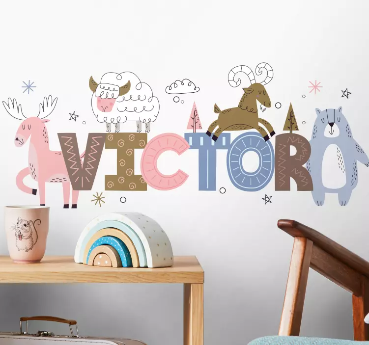 Névvel rendelkező állatok matrica gyerekeknek - TenStickers