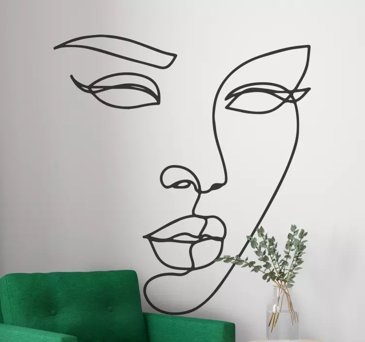 Nő arca minimalista emberek matrica - TenStickers