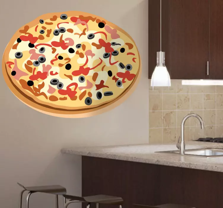 Olíva hús pizza matrica - TenStickers