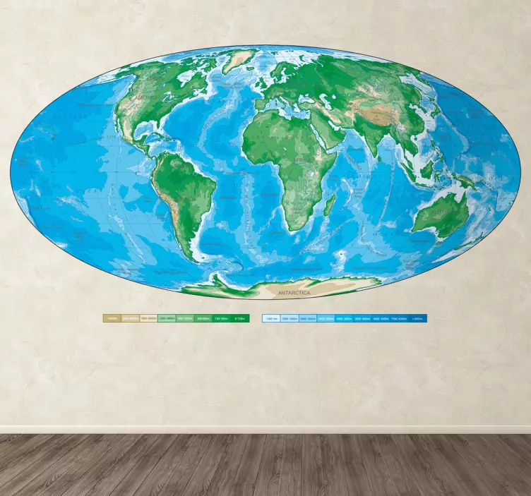 Ovális világtérkép matrica - TenStickers