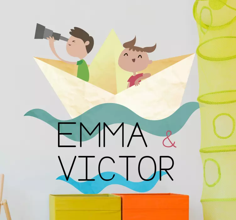 Papír csónak testreszabható matrica - TenStickers