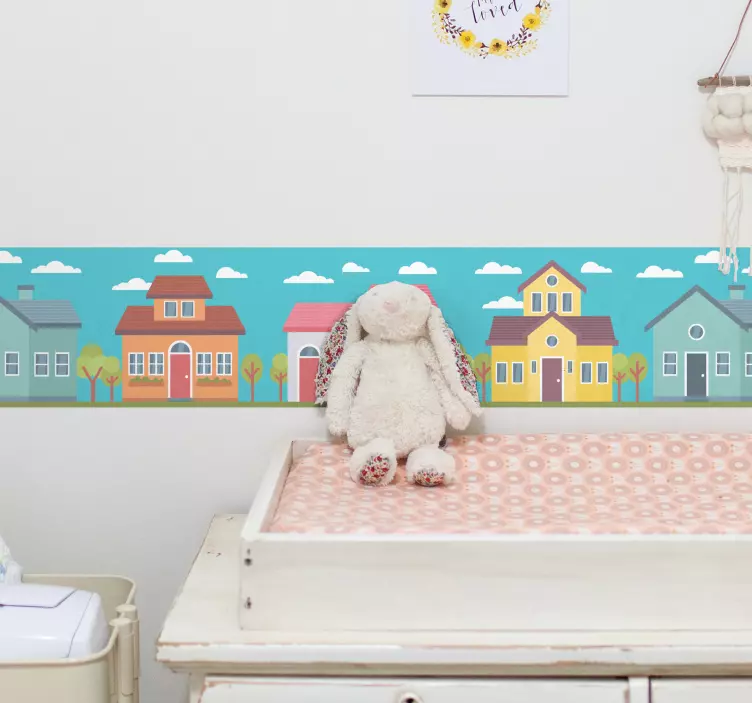 Pasztell házak fal határ matrica - TenStickers