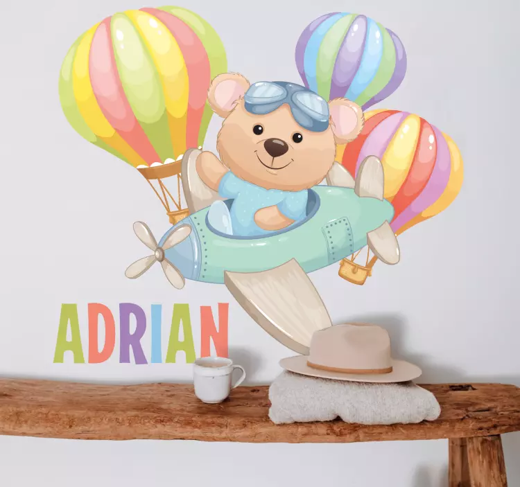 Pilóta medve kaland matrica gyerekeknek - TenStickers