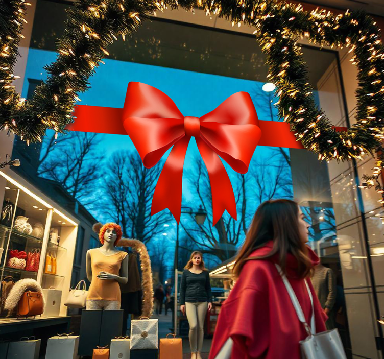 Piros ajándék masni Matrica kirakat - TenStickers