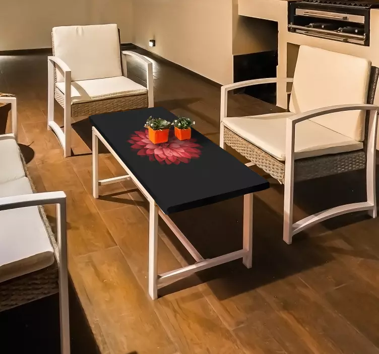 Piros virág bútor matrica - TenStickers