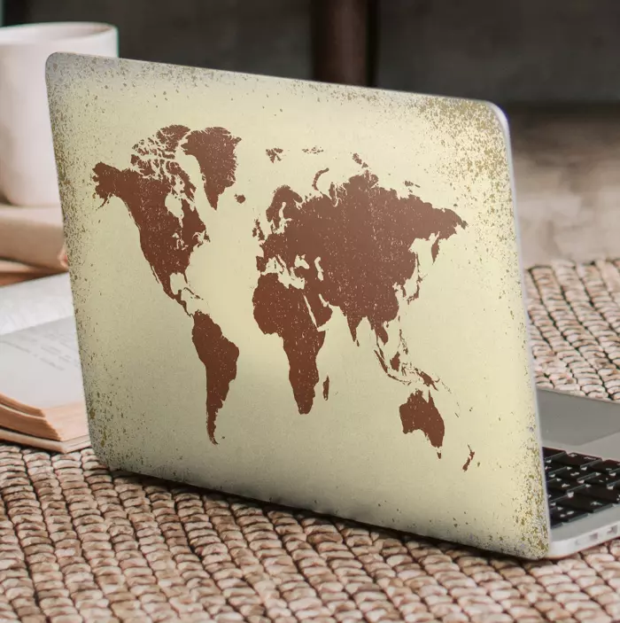 Piszkos régi worldmap laptop bőr matrica - TenStickers