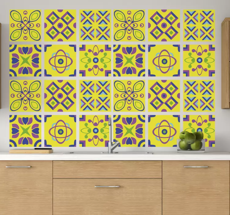 Pszichedelikus szimmetriák csempe matrica - TenStickers