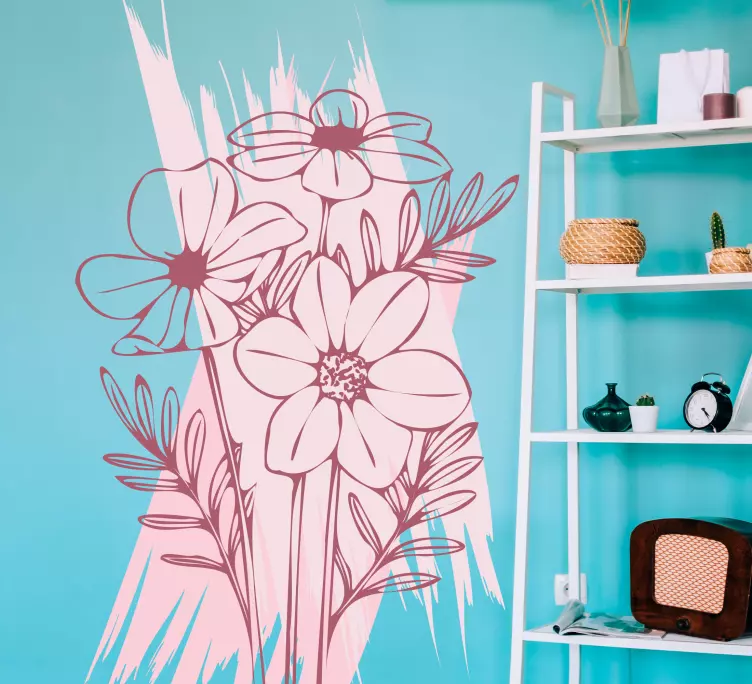 Rajzolt virágok festék ajtó matrica - TenStickers