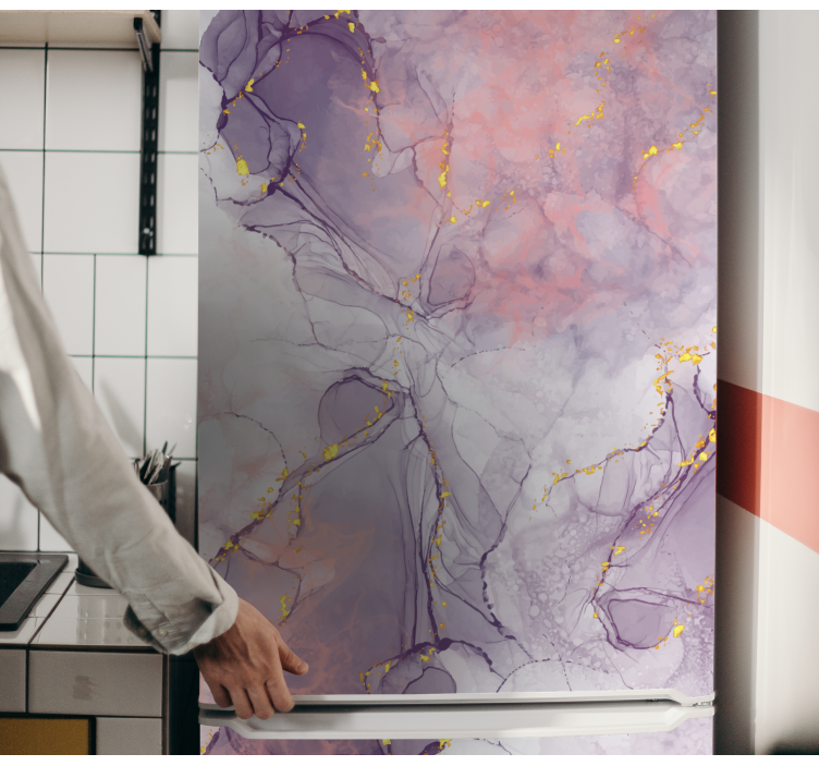 Reális lila márvány hűtőszekrény matrica - TenStickers