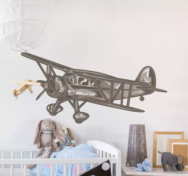 Régi aiplane kétfedelű illusztráció matrica - TenStickers