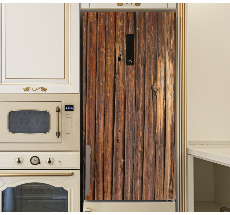 Régi barna fa láda hűtőszekrény matrica - TenStickers