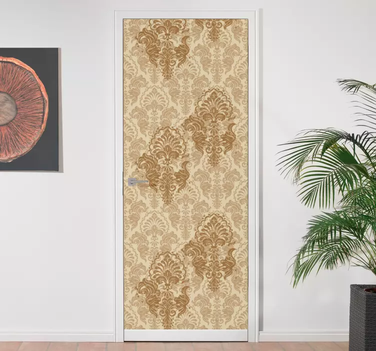 Régi meleg színű fakó mintás ajtómatrica - TenStickers