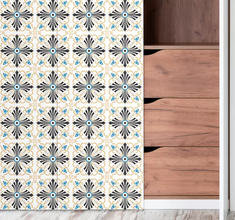 Retró botanikai csempe bútor matrica - TenStickers