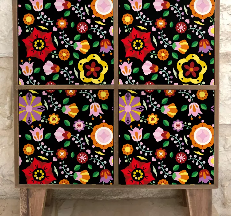 Retró botanikai motívum matrica dekoráció - TenStickers