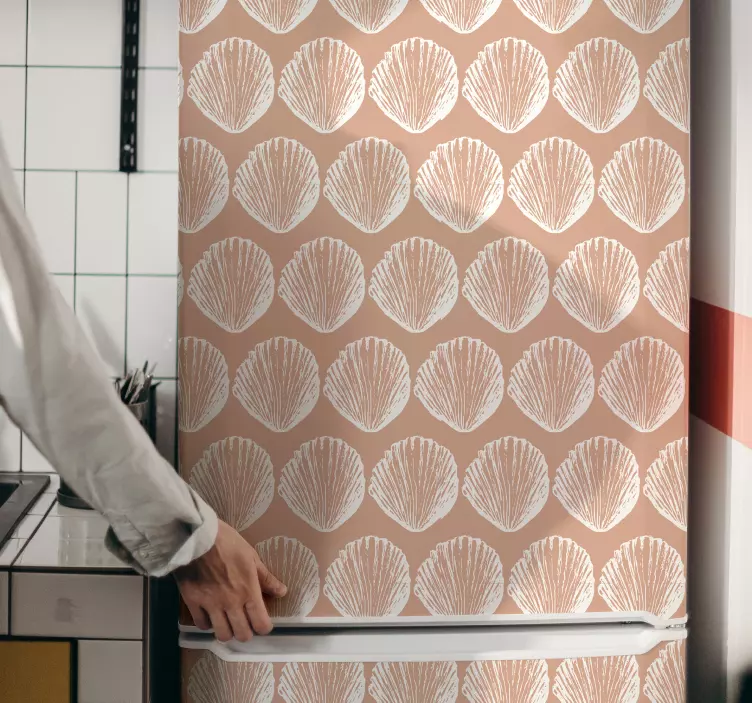 Retro kagyló mintás bézs hűtőszekrény matrica - TenStickers