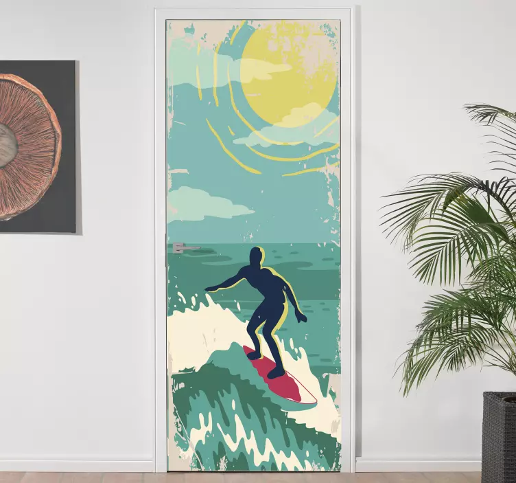 Retro nap ajtó vinil matrica - TenStickers