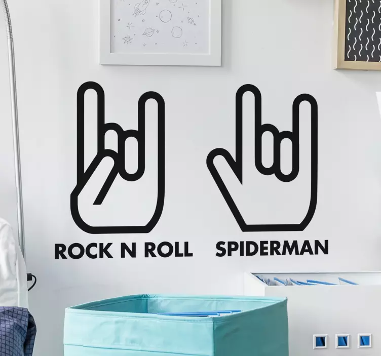 Rock n roll és pókember kéz jel fal matricák - TenStickers