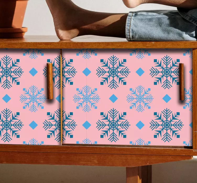 Rózsaszín hópehely minta Matrica Készletek - TenStickers