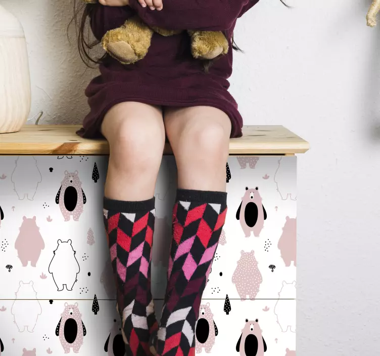 Rózsaszín medvék bútor matrica - TenStickers