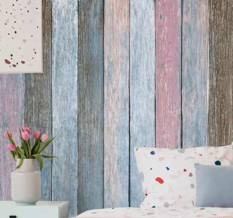 Rusztikus színes fa deszka nyomtatott matrica - TenStickers