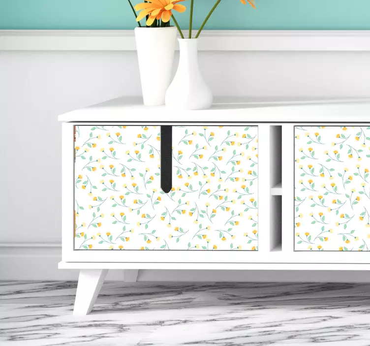 Sárga virágok nappali fal dekoráció - TenStickers