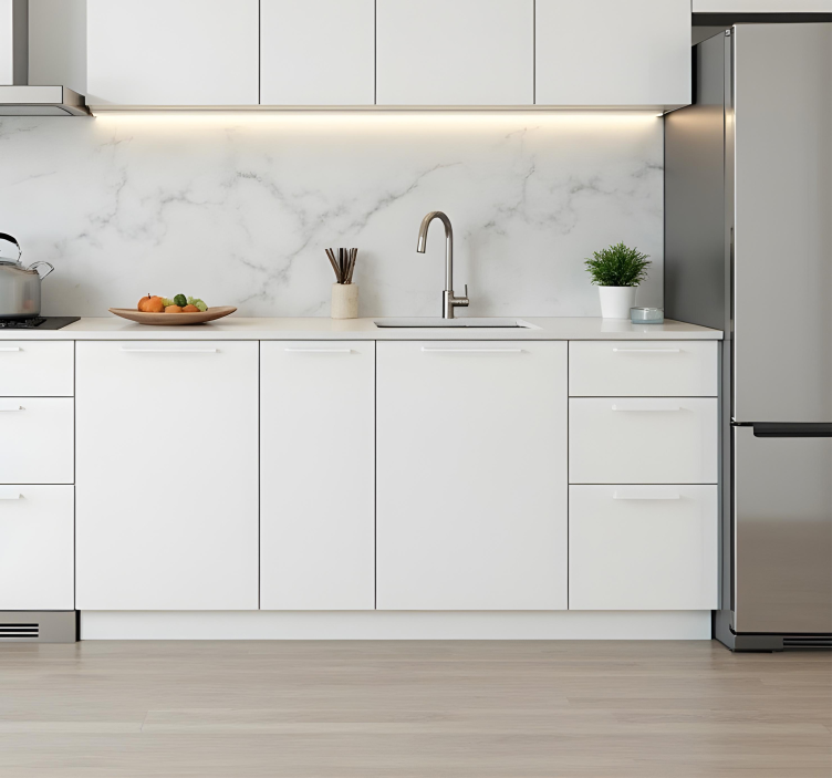 Sima fehér dizájn konyhai matrica - TenStickers