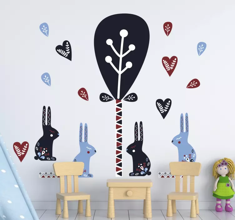 Nordic style animal and trees animal matrica - TenStickers