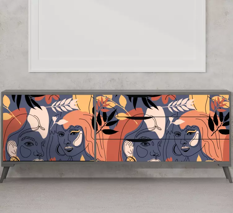 Stilizált arcok mintázata - matrica emberek és karakterek - TenStickers