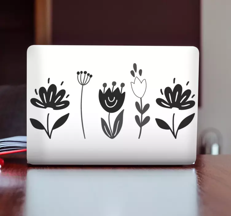 Stilizált virágkompozíció Laptop matrica - TenStickers