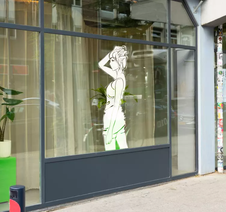 Stílusos női sziluett matrica kirakatokra - TenStickers