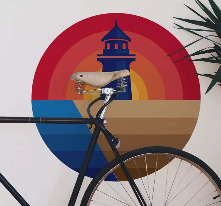 Strand és világítótorony sziluett matrica - TenStickers