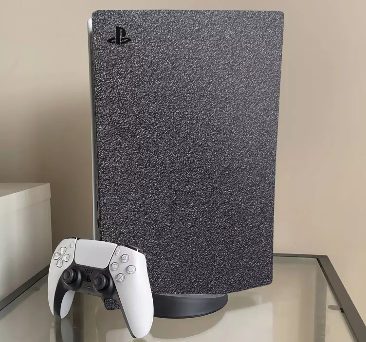 Szálcsiszolt fekete acél ps5 matrica - TenStickers