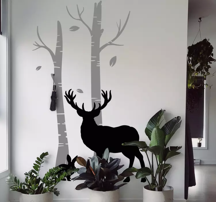 Szarvasok fák közelében fogas matricák - TenStickers