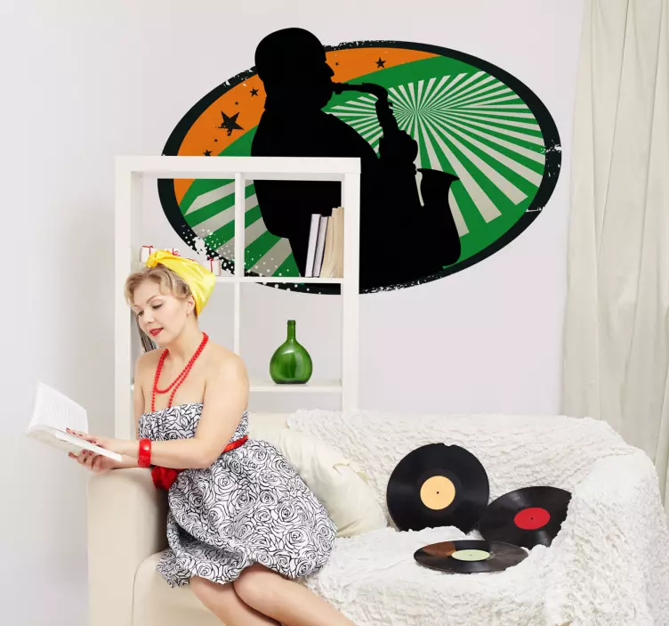 Szaxofonos sziluett matrica - TenStickers