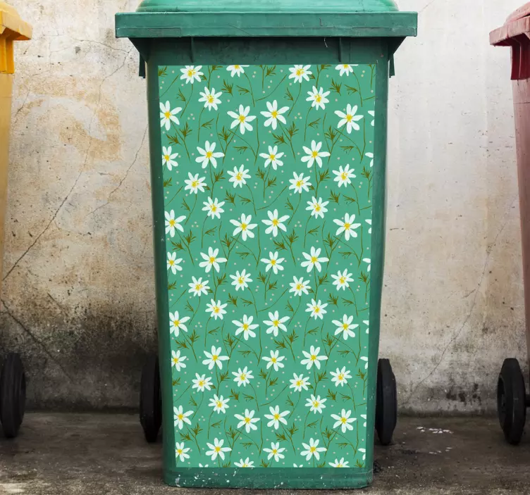 Százszorszép virág szemetes konténer matrica - TenStickers