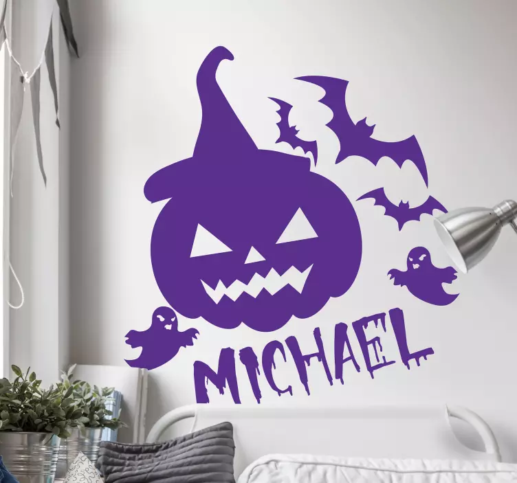 Szellemes tökcsalád Halloween matrica - TenStickers