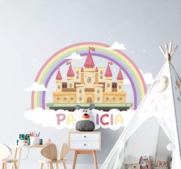 Személyre szabott fantáziavár rajzfilm matrica - TenStickers