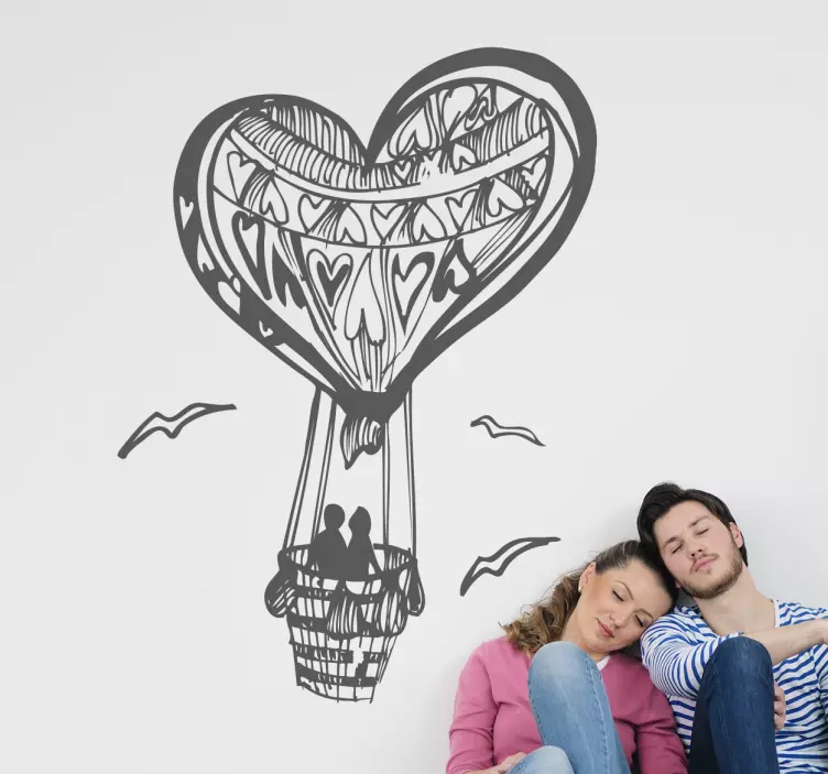 Szerelem hőlégballon fal matrica - TenStickers