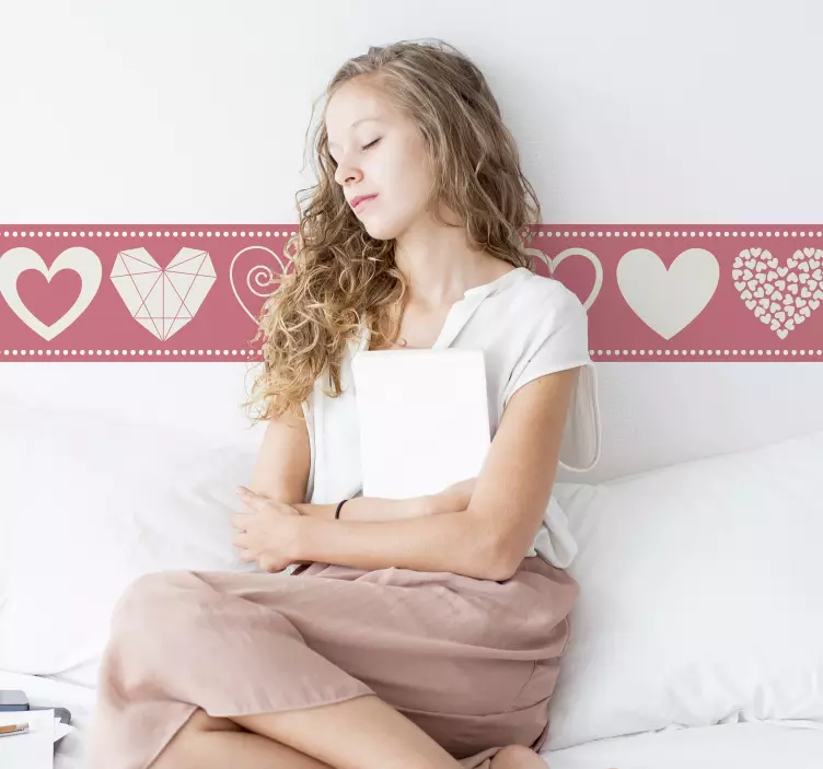 Szerelmes szív határ matrica - TenStickers