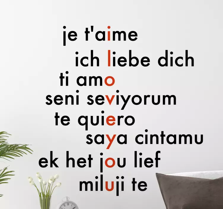 Szeretlek különböző nyelveken szeretem a matricát - TenStickers