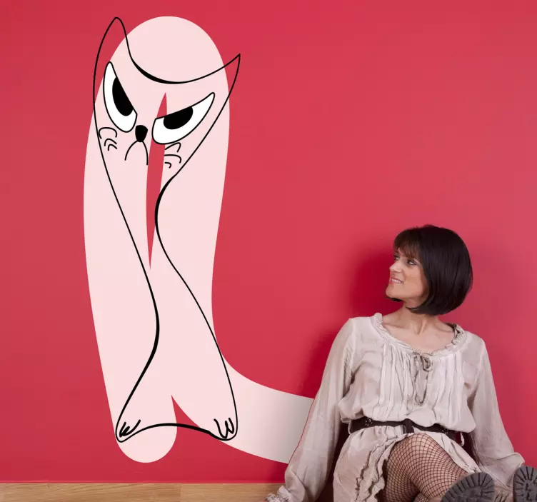 Szeszélyes macska sziluett matrica - TenStickers