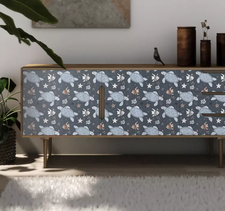 Szeszélyes teknős motívum állatok matrica - TenStickers