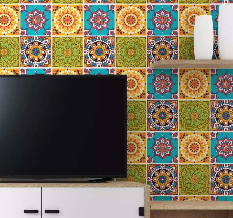 Színes csomag mandala csempe matrica - TenStickers