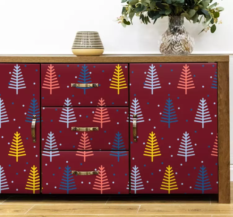 Színes fenyőfa minta karácsonyi matrica - TenStickers