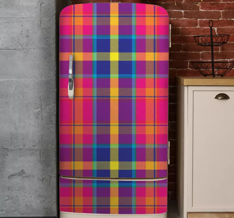Színes gingham mintás hűtőszekrény matrica - TenStickers
